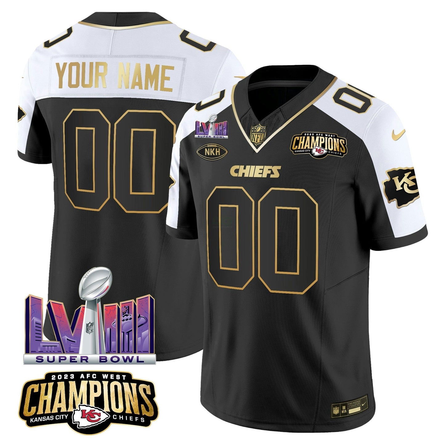 Camisa NFL AFC West Champions & Super Bowl LVIII Patch Vapor Jersey V2