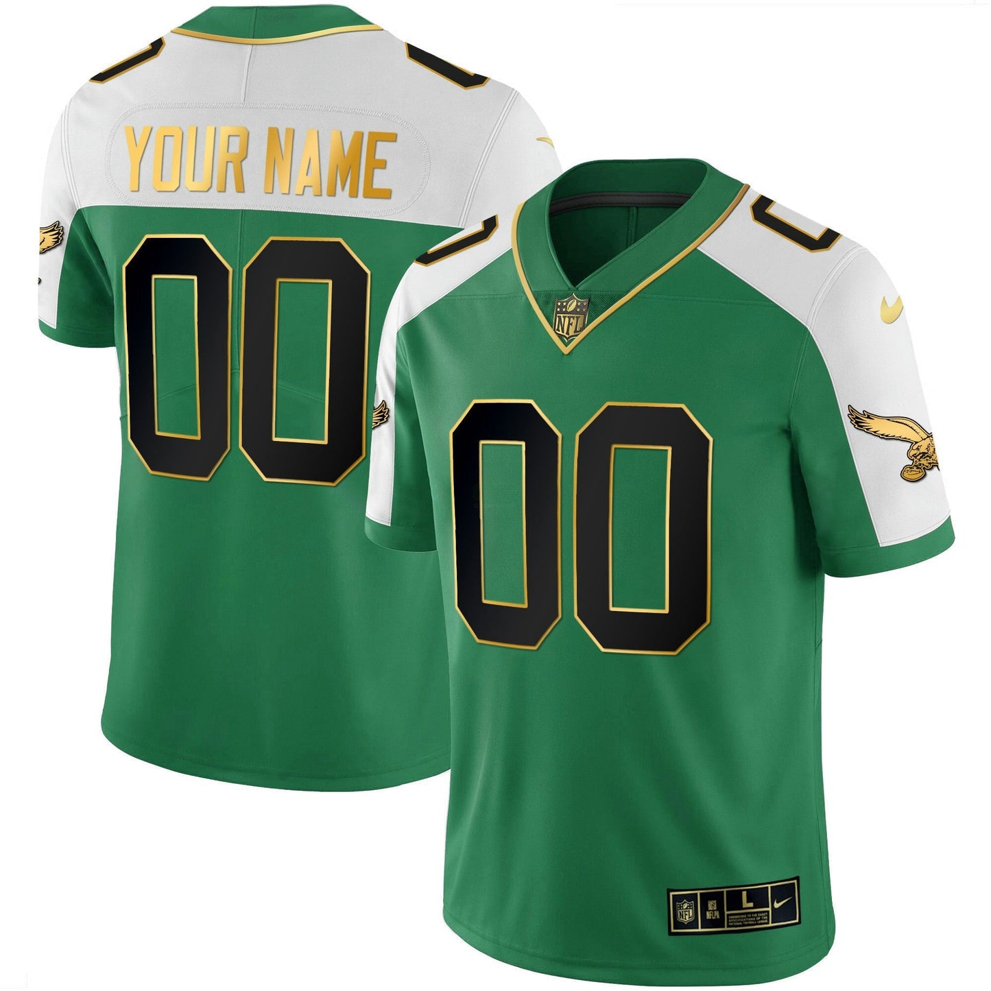 Camisa NFL Alternativa Kelly Green & Dourada Jersey