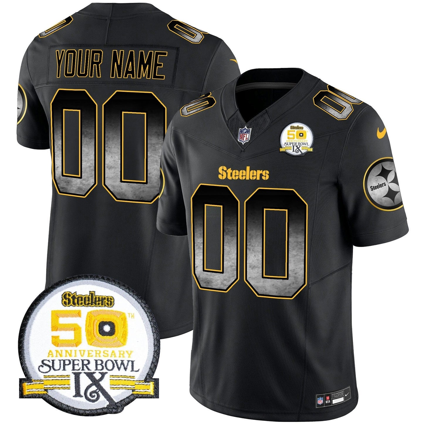 Camisa NFL Arch Smoke 50th Anniversary Of Super Bowl IX Patch Vapor Limited Jersey