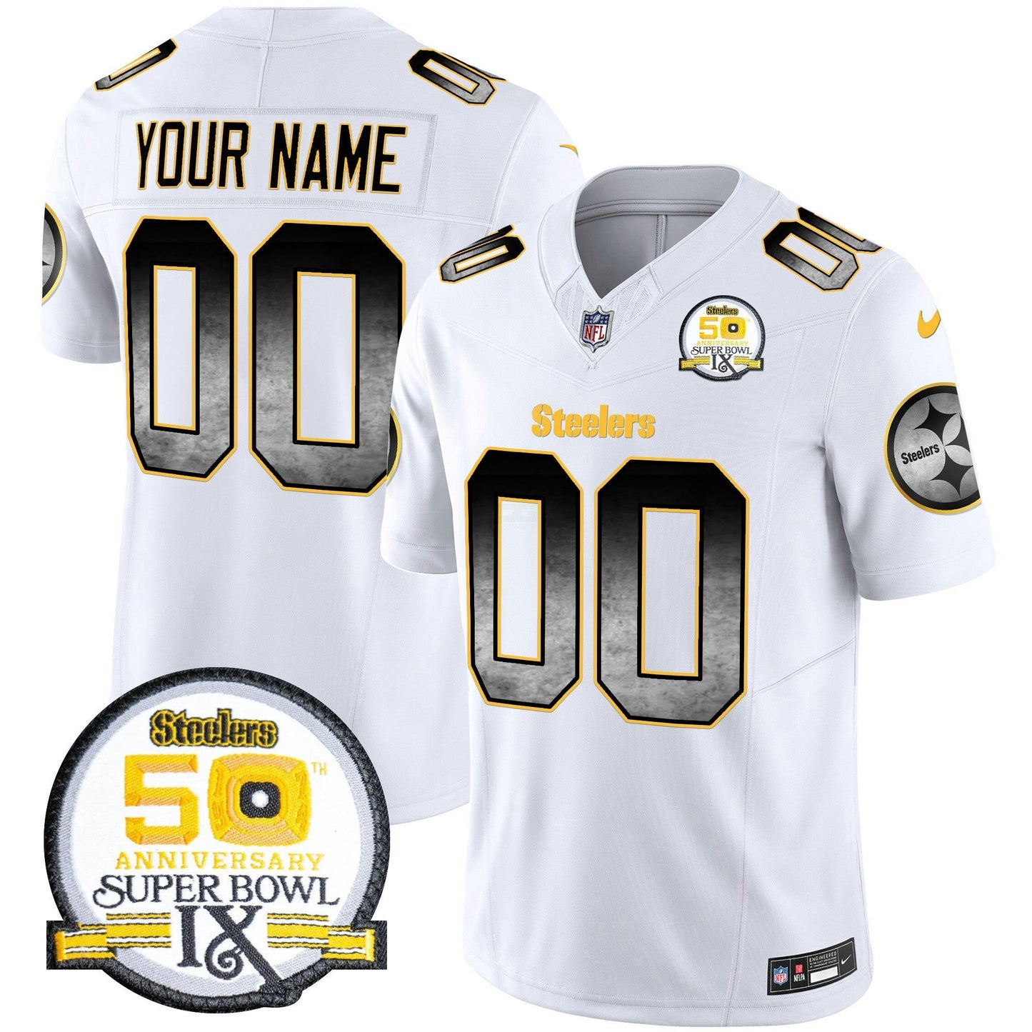 Camisa NFL Arch Smoke 50th Anniversary Of Super Bowl IX Patch Vapor Limited Jersey