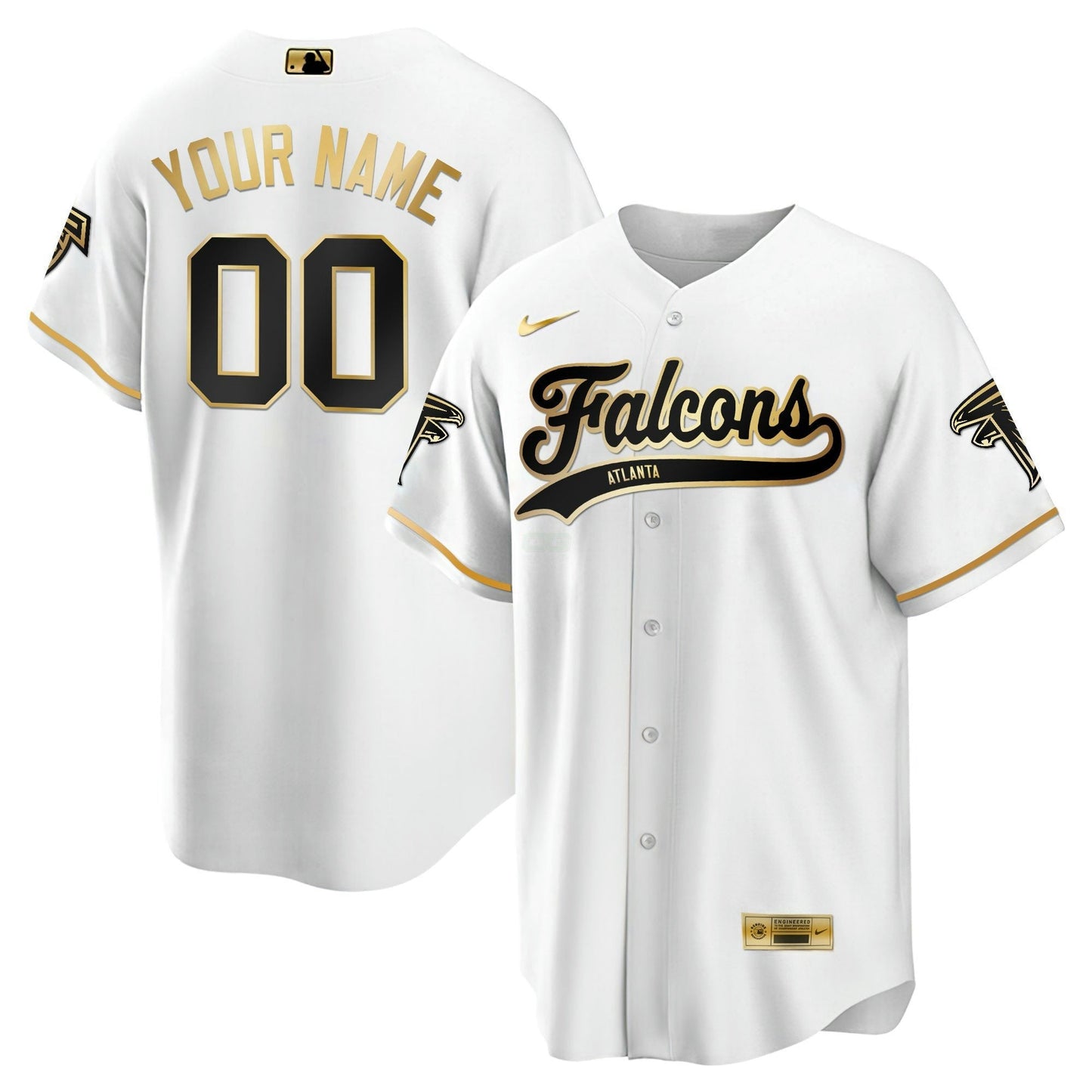 Camisa NFL Atlanta Falcons Atlanta Preta Dourada & Branca Dourada Jersey - Baseball