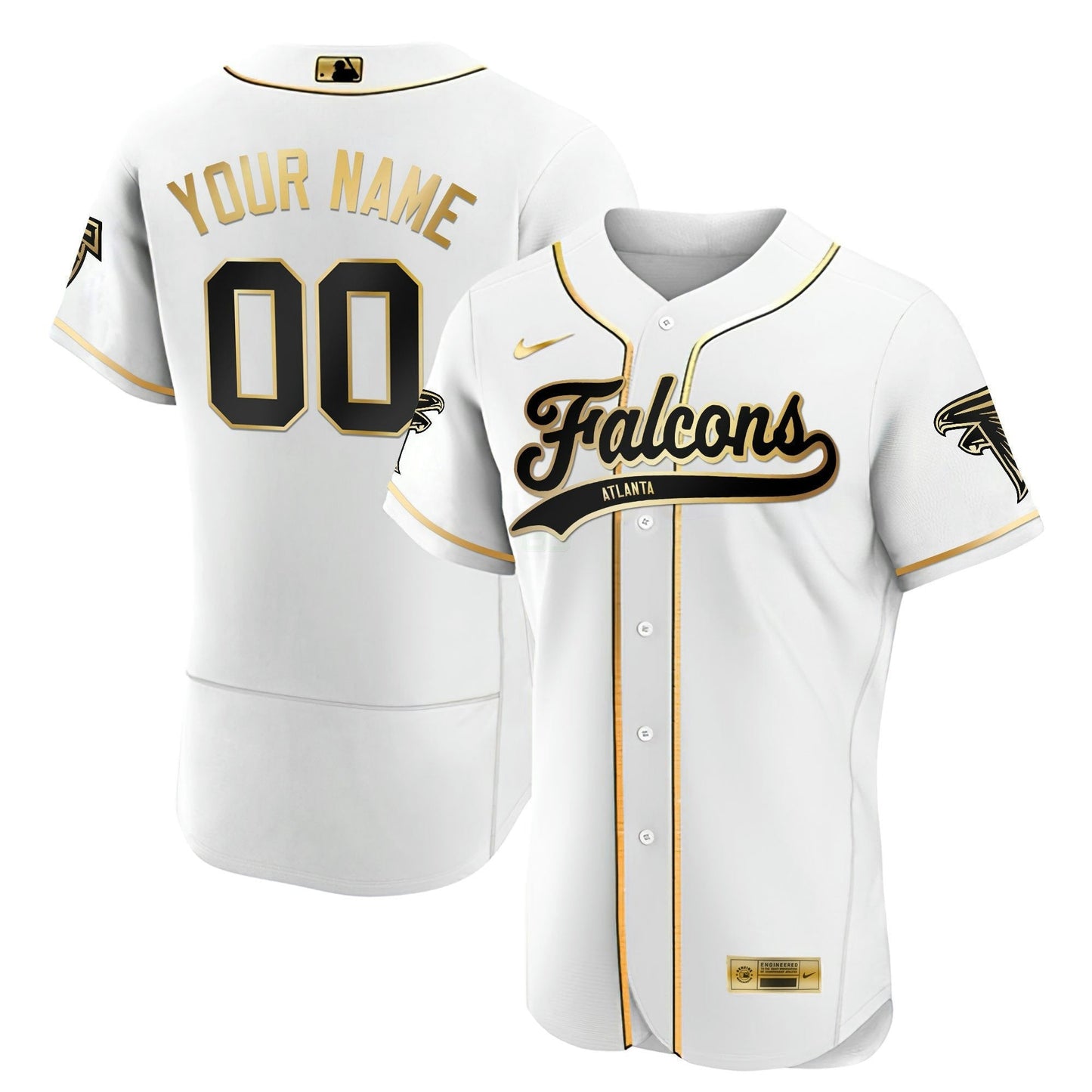 Camisa NFL Atlanta Falcons Atlanta Preta Dourada & Branca Dourada Jersey - Baseball