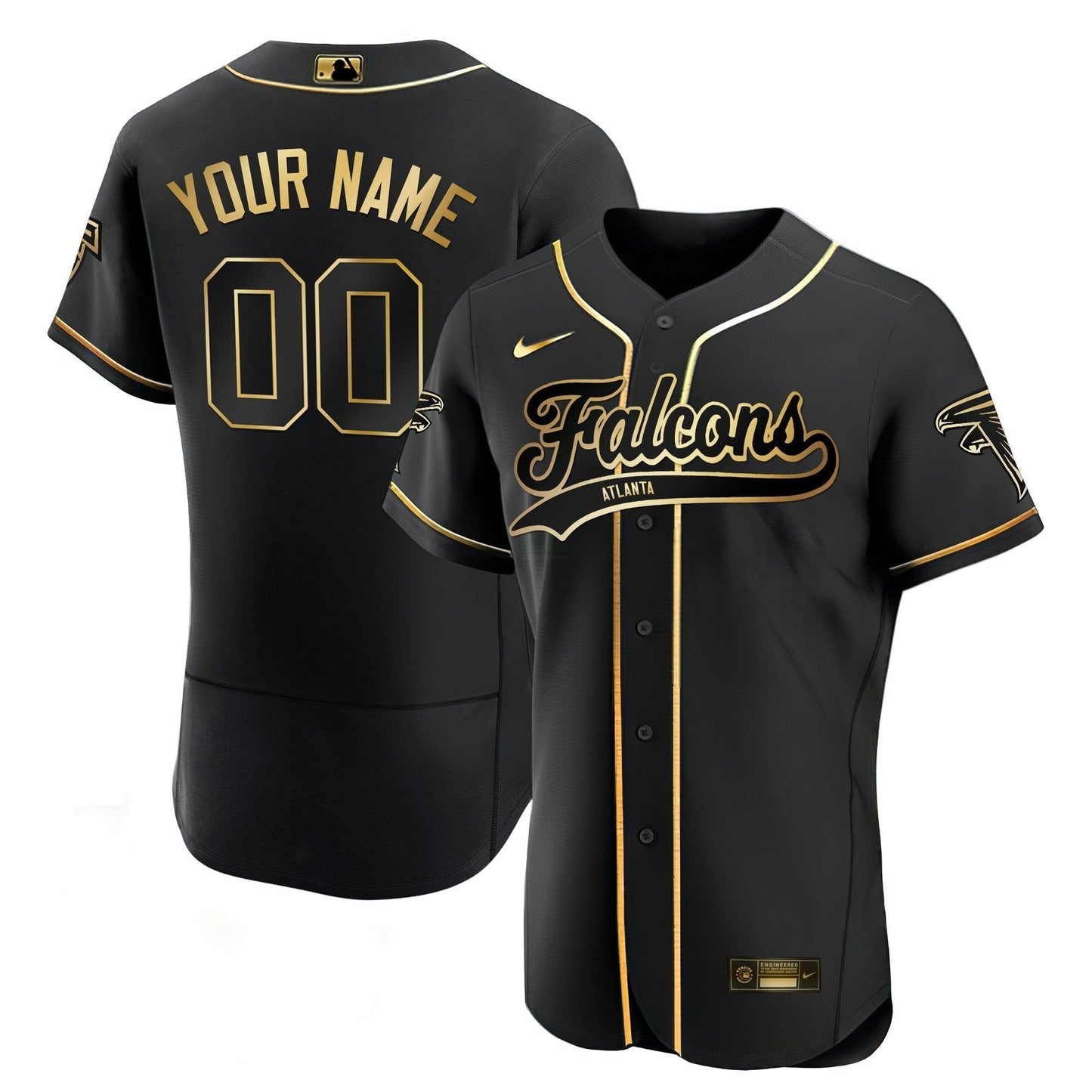 Camisa NFL Atlanta Falcons Atlanta Preta Dourada & Branca Dourada Jersey - Baseball
