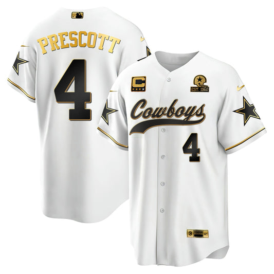 Camisa NFL Baseball Branca Dourada Jersey