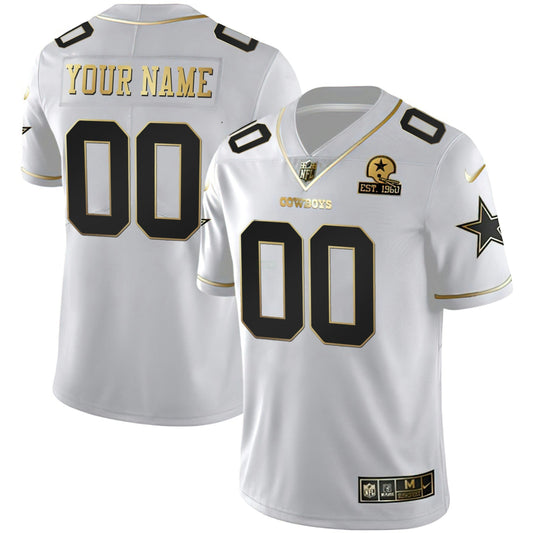Camisa NFL Branca Dourada Custom Name and Number