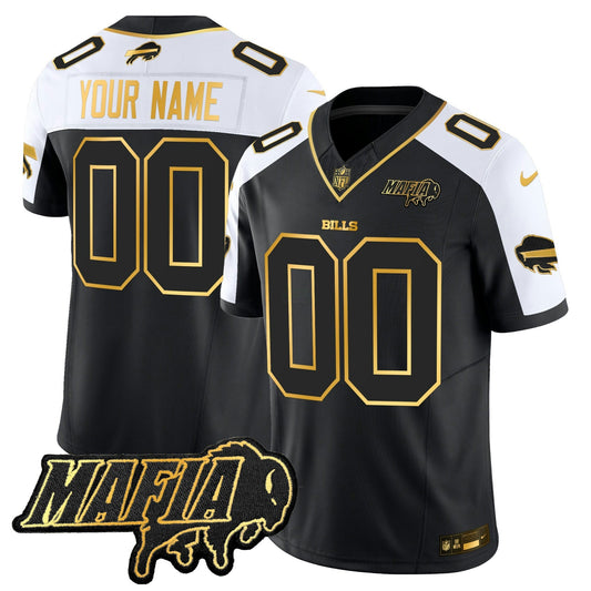 Camisa NFL Buffalo 2025 Mafia Patch Dourada Vapor Limited Jersey