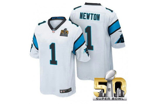 Camisa NFL Cam Newton Carolina Super Bowl 50 Branca Jersey - Cam Newton