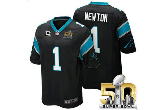 Camisa NFL Cam Newton Carolina Super Bowl 50 Preta Jersey - Cam Newton