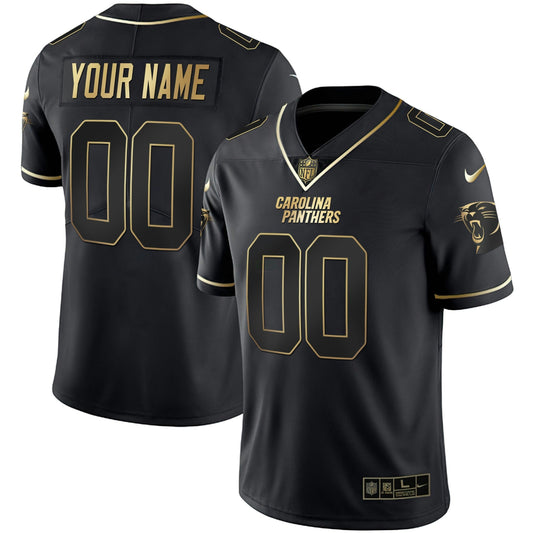Camisa NFL Carolina Branca Dourada & Preta Dourada Custom Name and Number Jersey