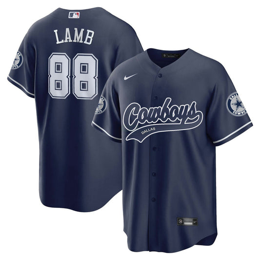 Camisa NFL CeeDee Lamb Dallas Baseball Navy Jersey - CeeDee Lamb