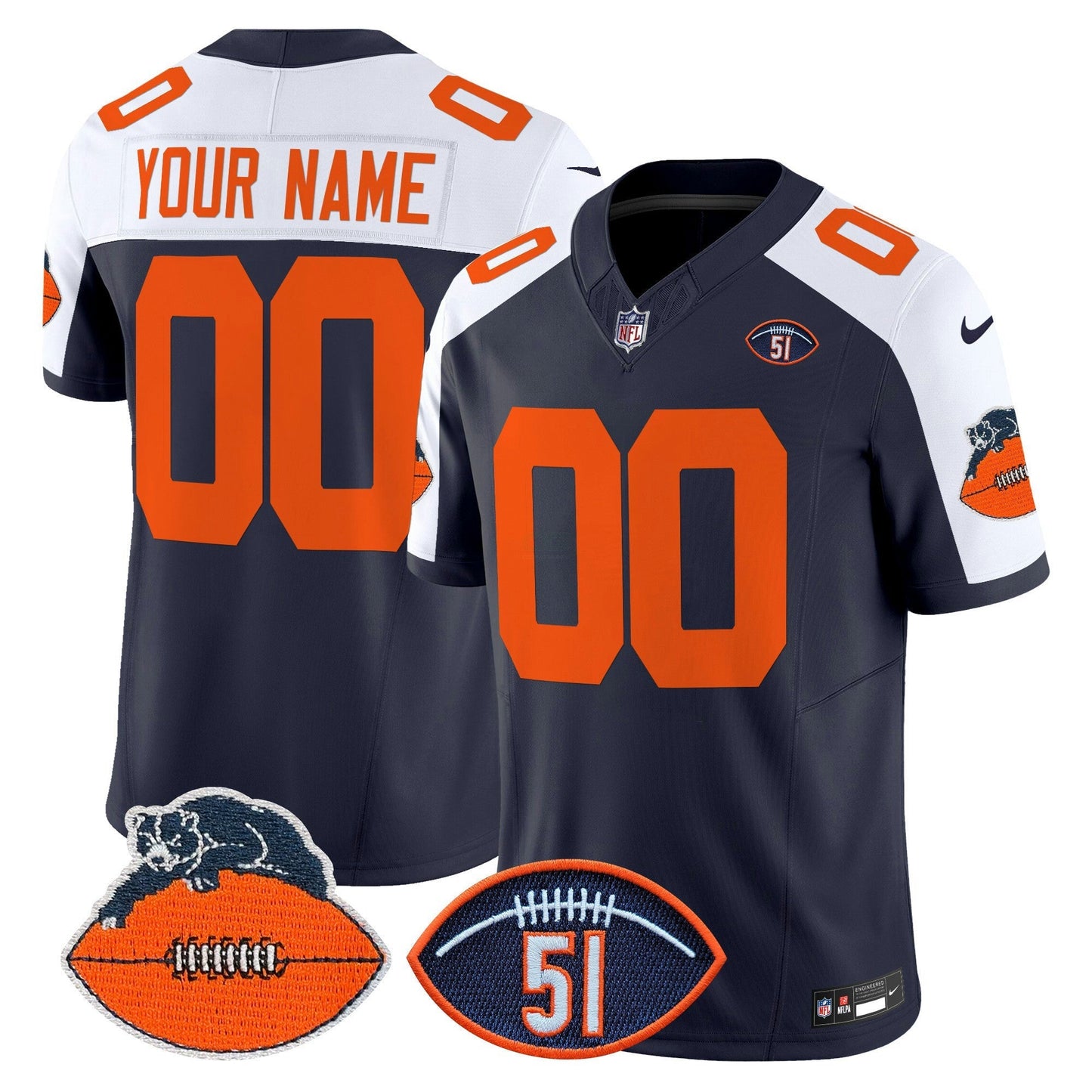 Camisa NFL Chicago Dick Butkus Patch Throwback Vapor Limited Jersey