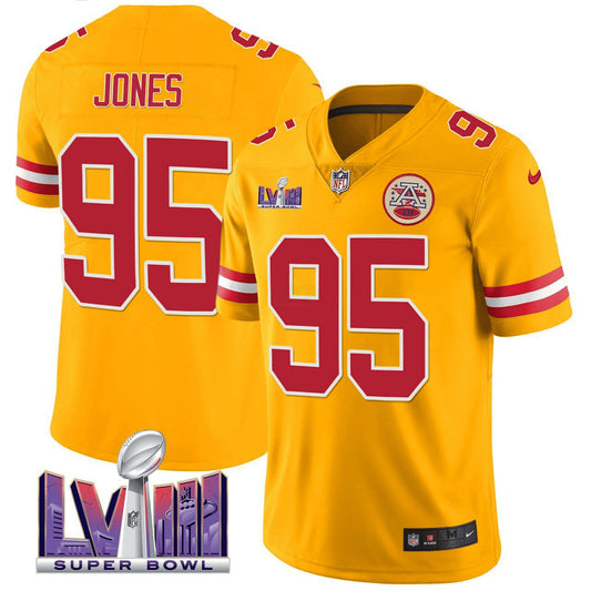 Camisa NFL Chris Jones Kansas City Super Bowl LVIII Patch Amarela Jersey - Chris Jones