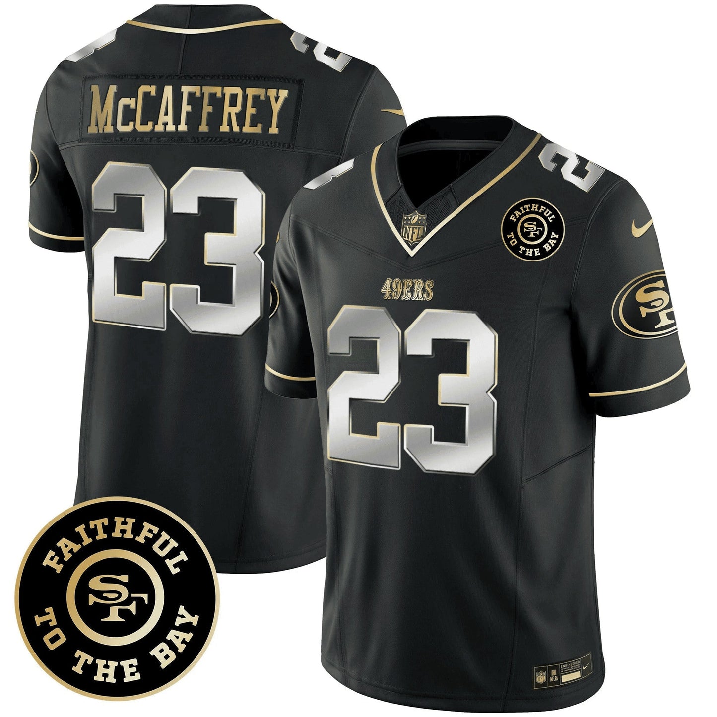 Camisa NFL Christian McCaffrey San Francisco Faithful To The Bay Patch Vapor Limited Jersey