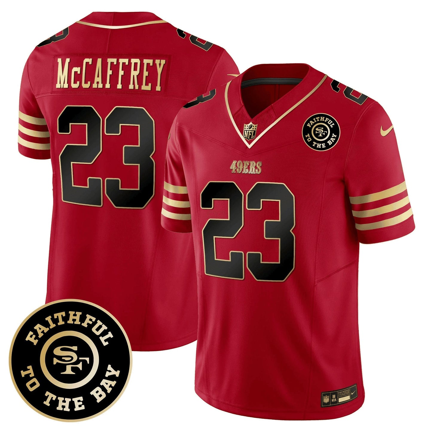 Camisa NFL Christian McCaffrey San Francisco Faithful To The Bay Patch Vapor Limited Jersey