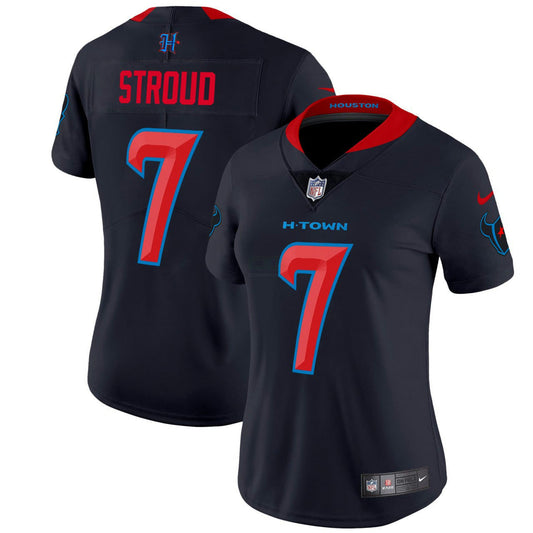 Camisa NFL CJ Stroud Houston Patch Azul Marinho Limited Women Jersey - Azul Marinho Limited