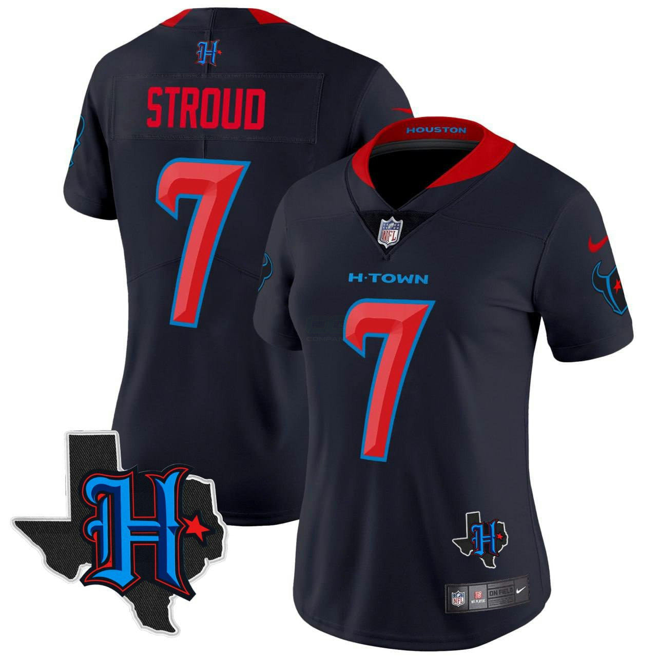Camisa NFL CJ Stroud Women’s Houston 2024 Vapor Azul Marinho Limited Jersey - Azul Marinho Limited