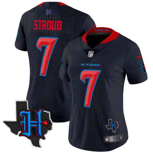 Camisa NFL CJ Stroud Women’s Houston 2024 Vapor Azul Marinho Limited Jersey - Azul Marinho Limited