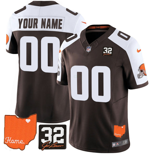 Camisa NFL Cleveland 2025 Jim Brown Memorial & Home Patch Vapor Limited Jersey