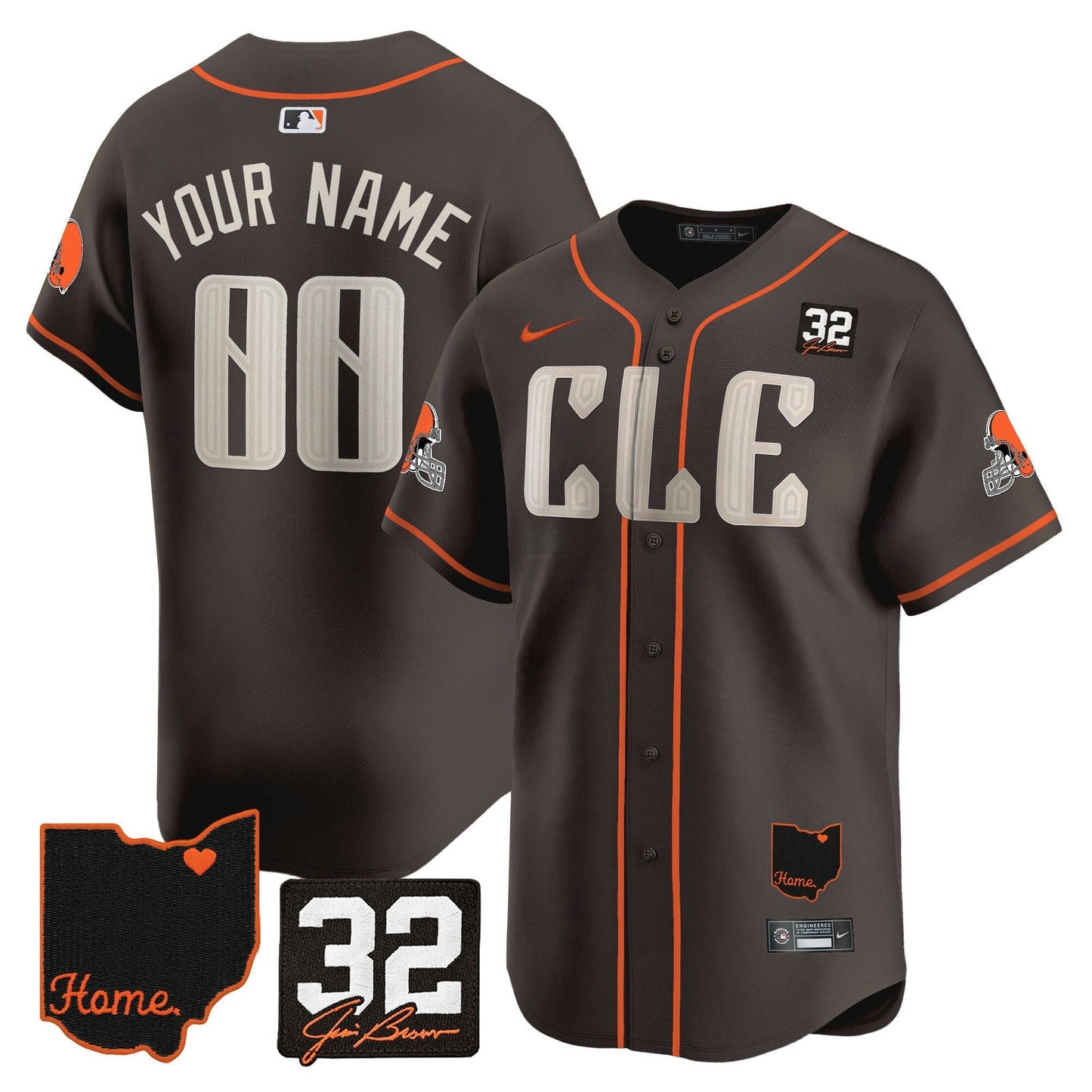 Camisa NFL Cleveland 2025 Jim Brown Memorial & Home Patch Vapor Premier Limited Jersey