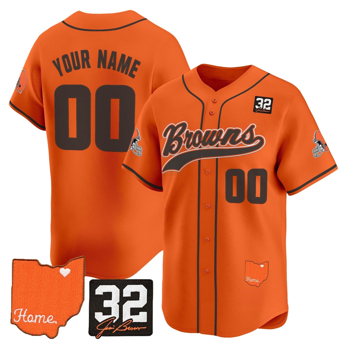 Camisa NFL Cleveland ‘#32 Jim Brown Memorial & Home Patch’ Vapor Jersey