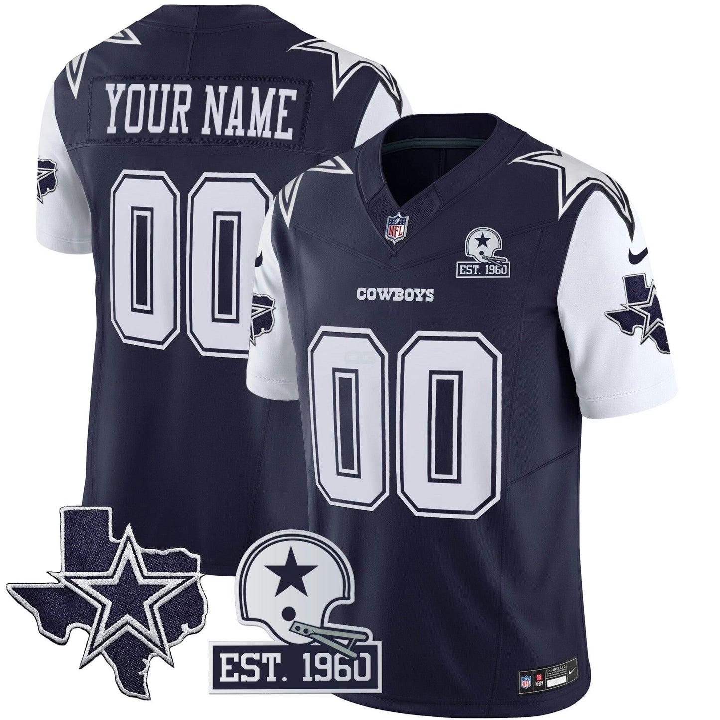 Camisa NFL Cowboys Throwback Texas Patch Vapor Limited Jersey
