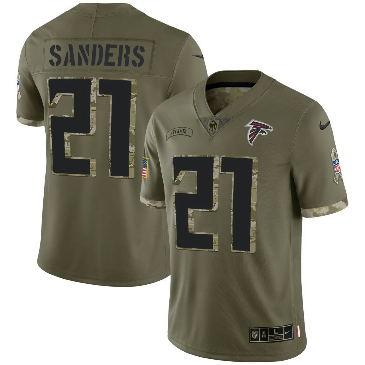 Camisa NFL Deion Sanders Atlanta 2022 Salute To Service Jersey - Olive Verde