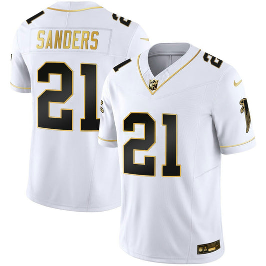 Camisa NFL Deion Sanders Atlanta Branca Dourada Jersey - Branca Dourada