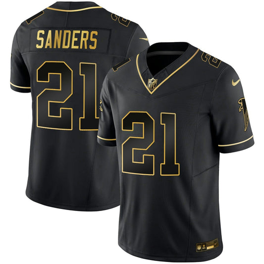 Camisa NFL Deion Sanders Atlanta Preta Dourada Jersey - Preta Dourada