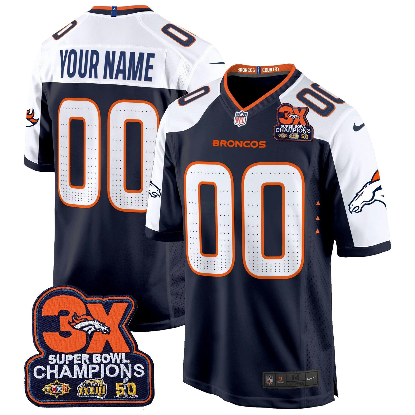 Camisa NFL Denver 3-Time Champions Patch Game Jersey – Al Stitched