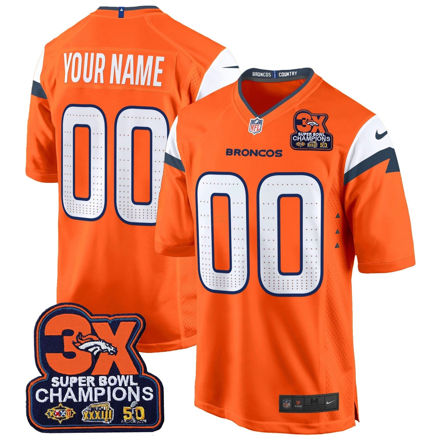 Camisa NFL Denver 3-Time Champions Patch Game Jersey – Al Stitched