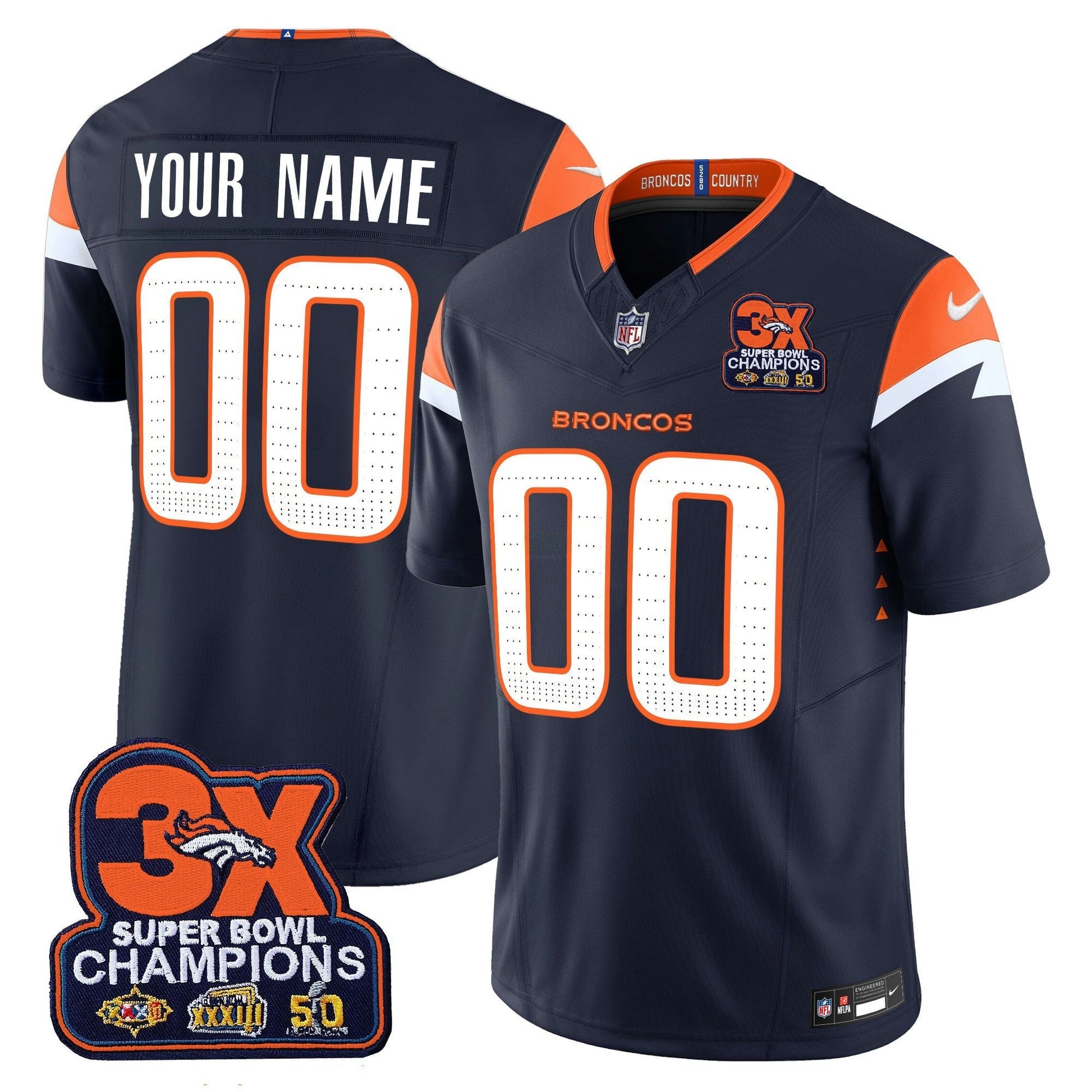 Camisa NFL Denver 3-Time Champions Patch Vapor Limited Jersey
