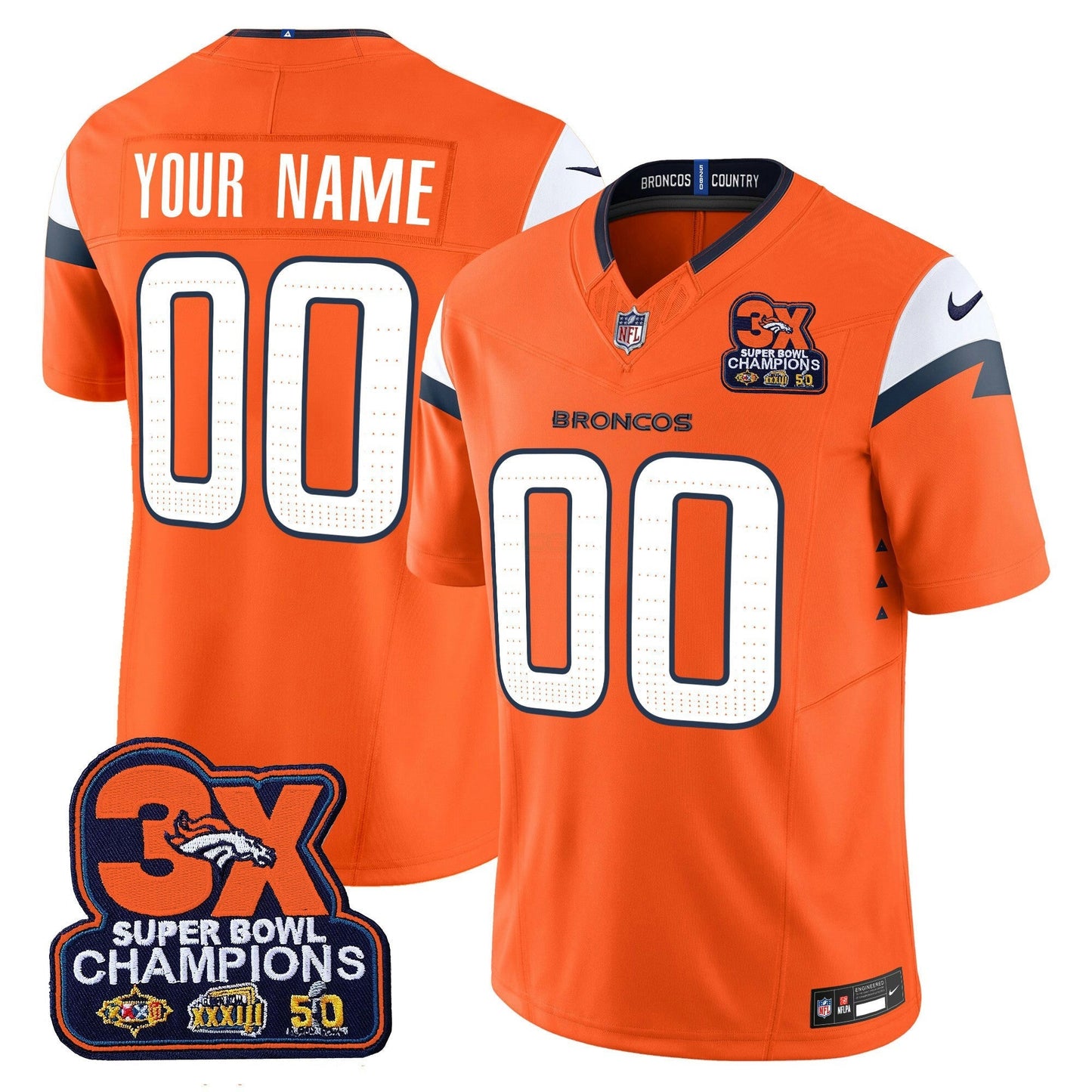 Camisa NFL Denver 3-Time Champions Patch Vapor Limited Jersey