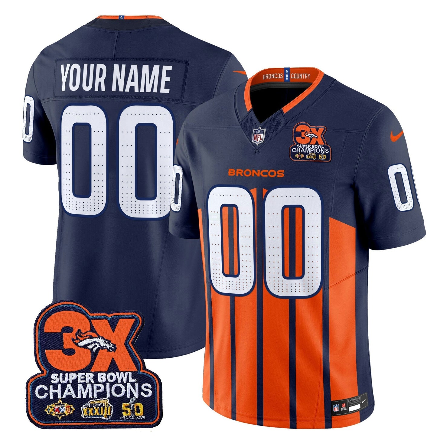 Camisa NFL Denver 3-Time Champions Patch Vapor Limited Jersey V2