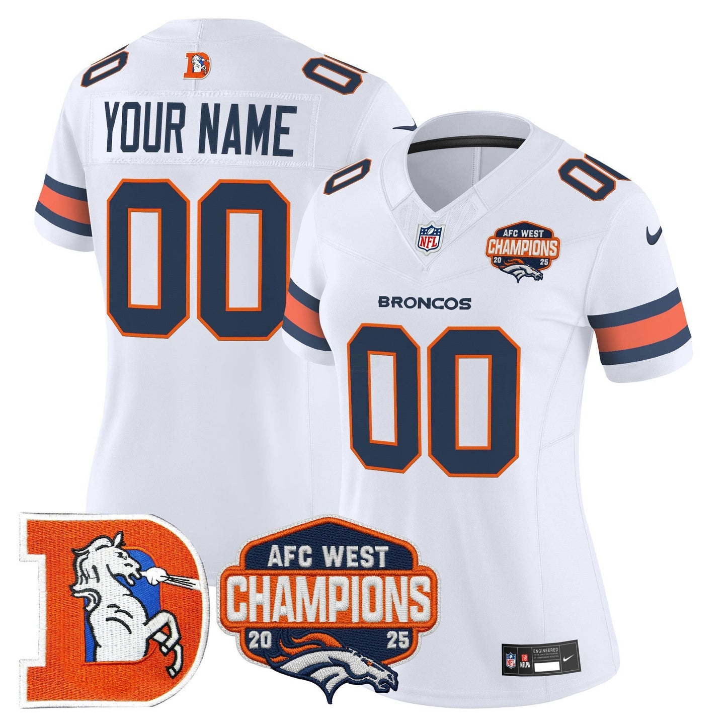 Camisa NFL Denver Throwback Vapor Limited Jersey – 2025 AFC West Division Champions Patch