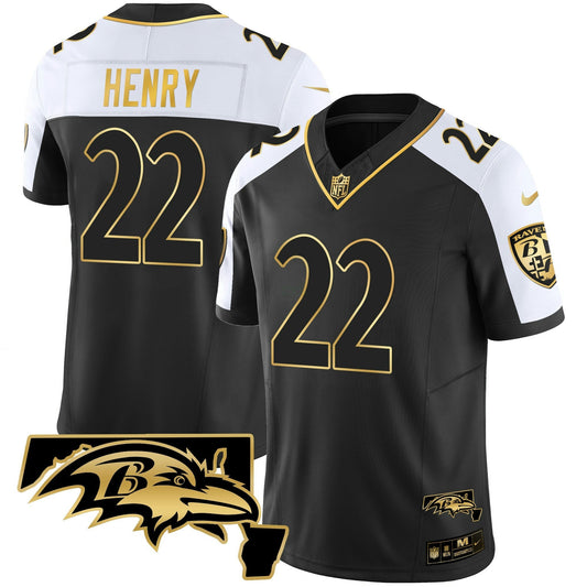 Camisa NFL Derrick Henry Maryland Patch Vapor Dourada Jersey