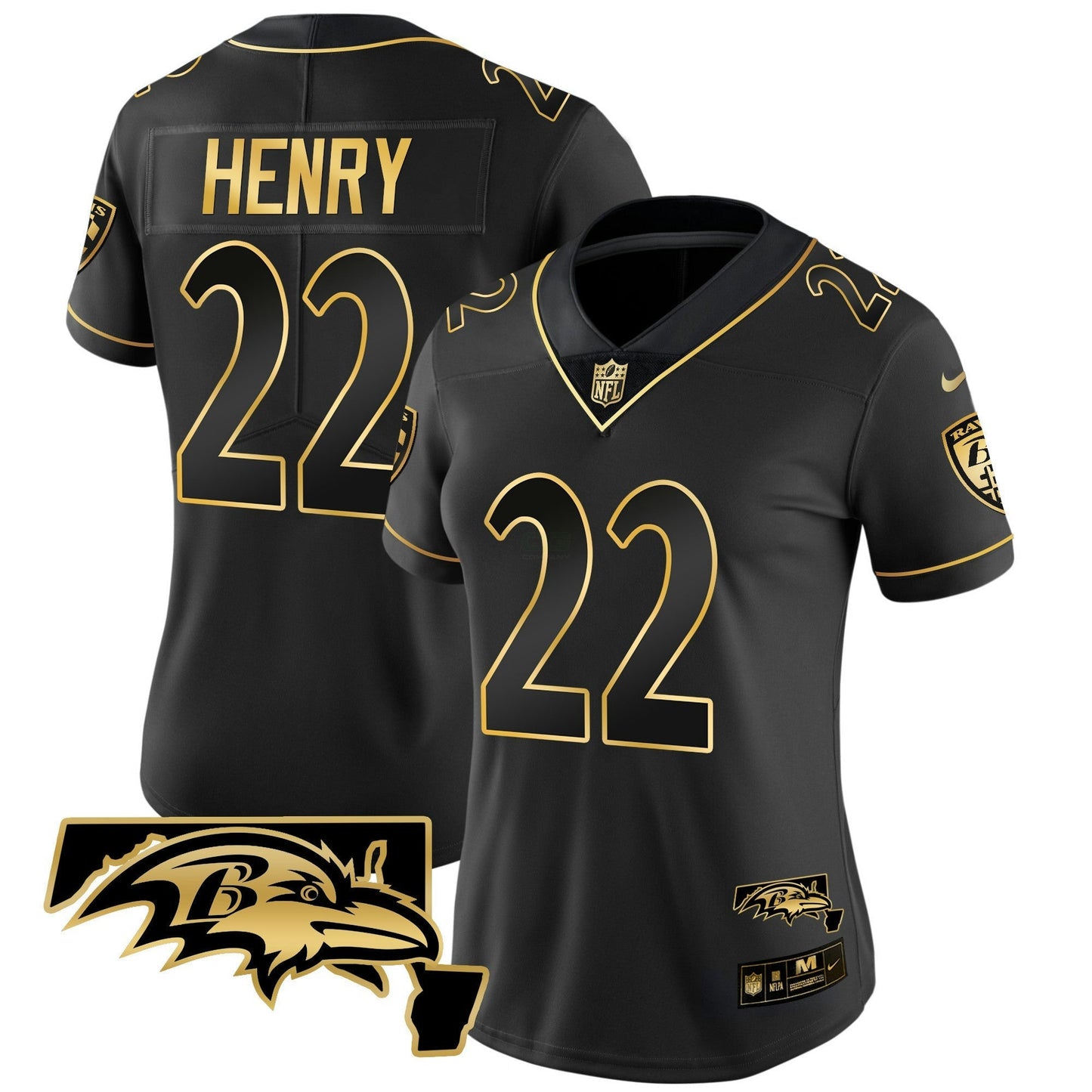 Camisa NFL Derrick Henry Maryland Patch Vapor Dourada Jersey