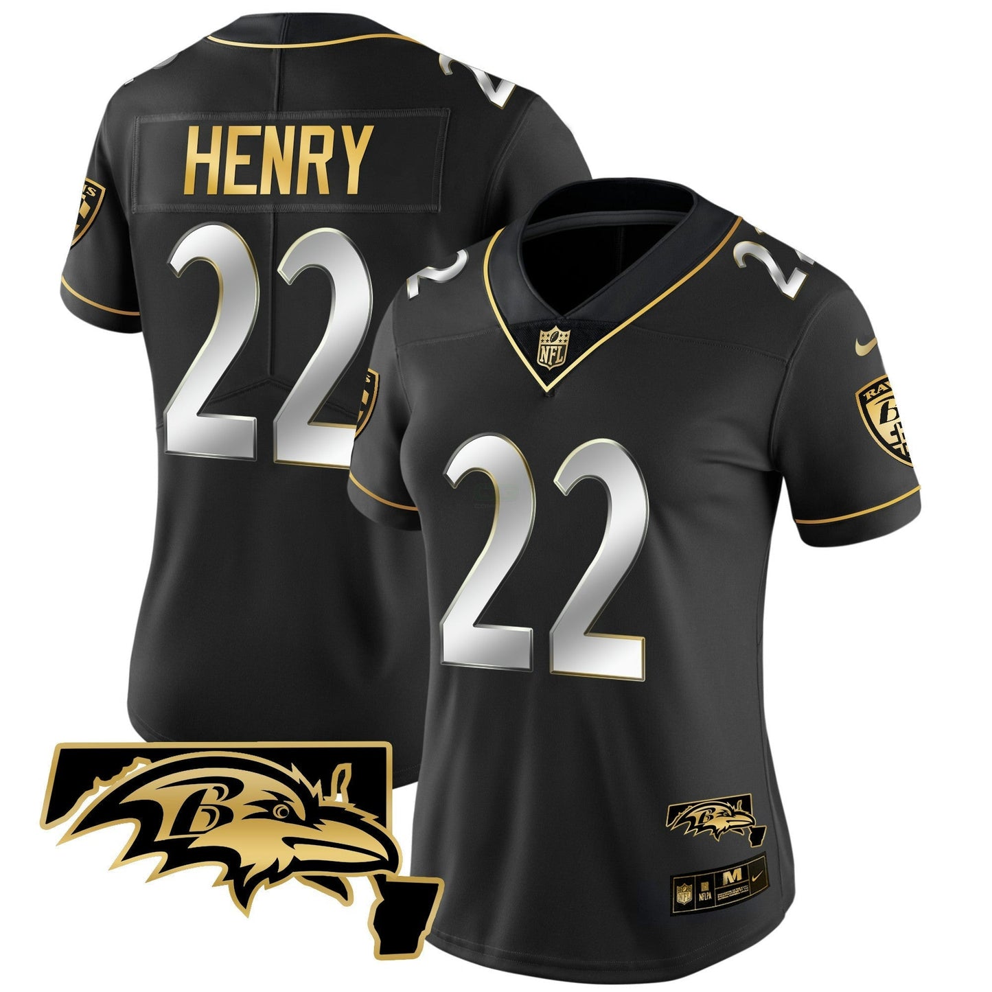 Camisa NFL Derrick Henry Maryland Patch Vapor Dourada Jersey