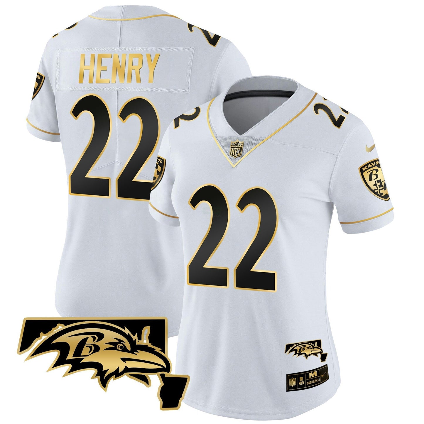 Camisa NFL Derrick Henry Maryland Patch Vapor Dourada Jersey
