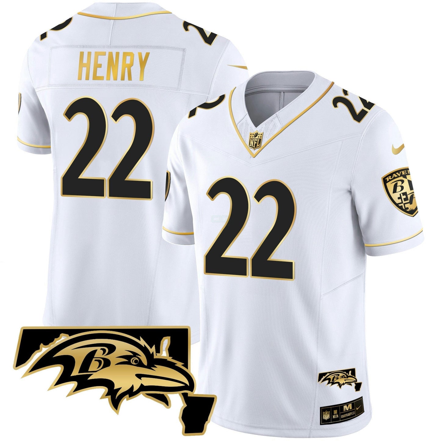Camisa NFL Derrick Henry Maryland Patch Vapor Dourada Jersey