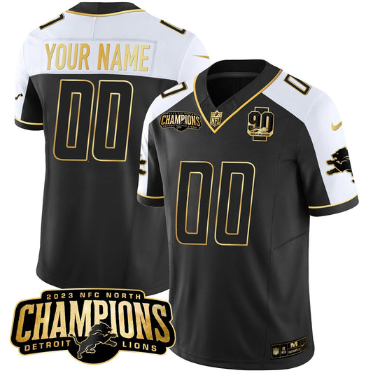 Camisa NFL Detroit 2023 NFC North Champions Patch Dourada Vapor Jersey V2