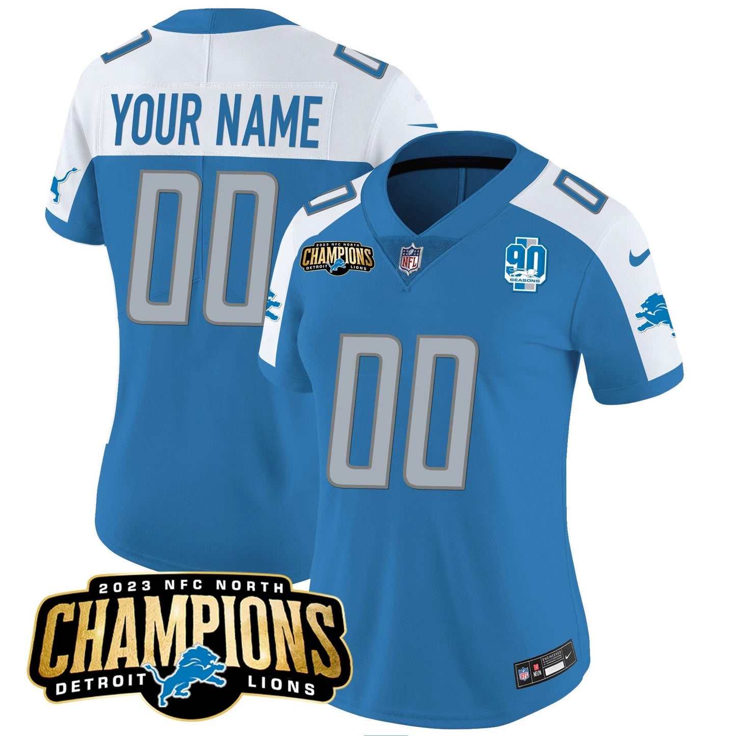 Camisa NFL Detroit 2023 NFC North Champions Patch Vapor Jersey V2