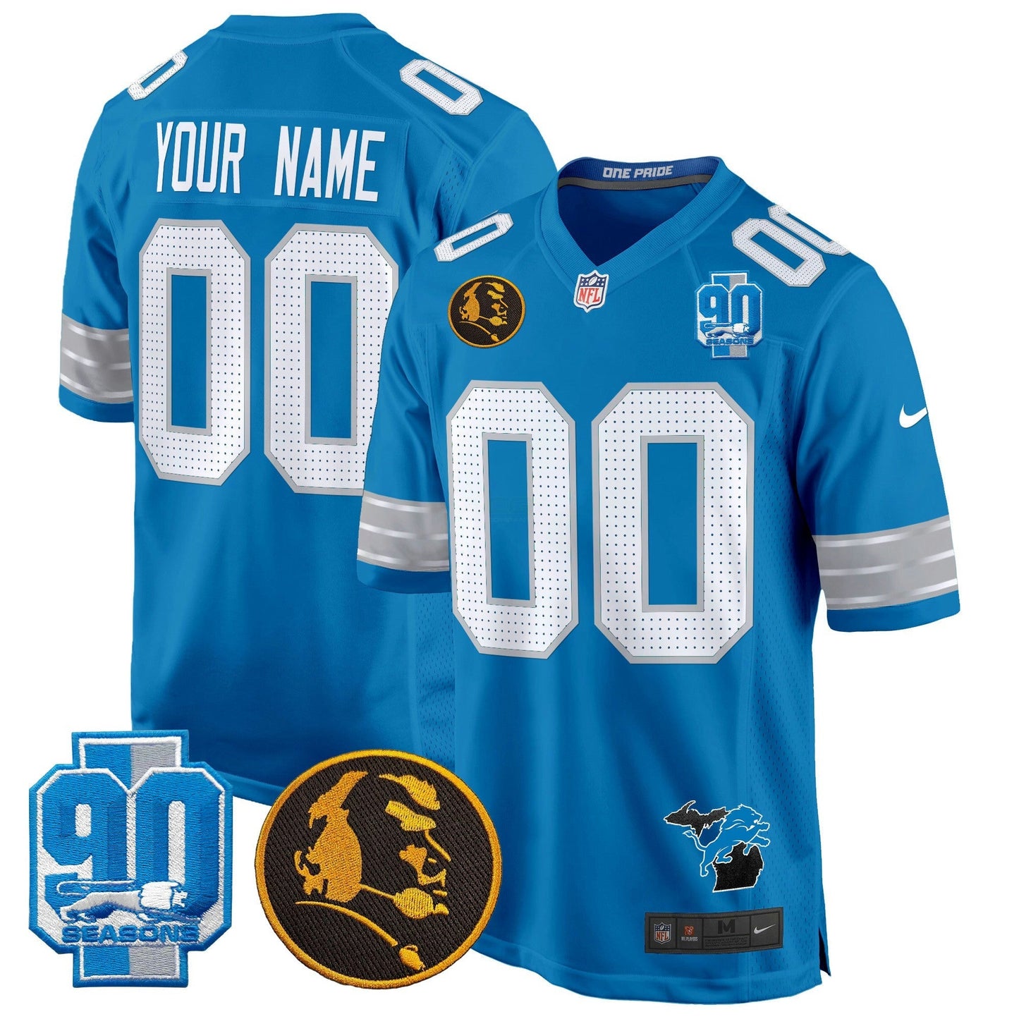 Camisa NFL Detroit 2024 90th & John Madden Patch Game Jersey