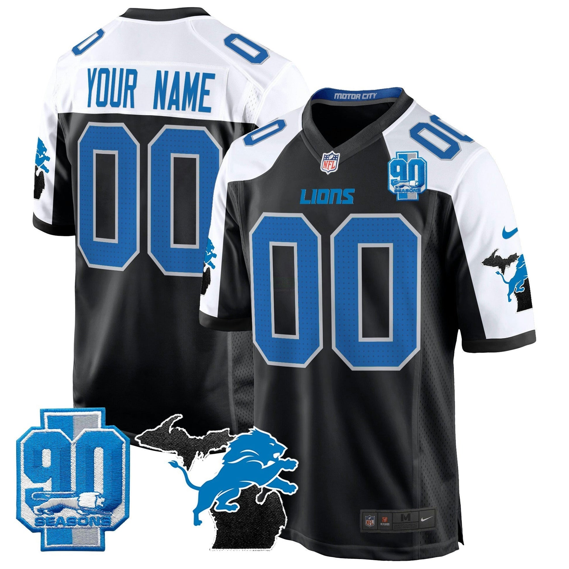 Camisa NFL Detroit 2024 Michigan & 90th Year Patch Game Jersey