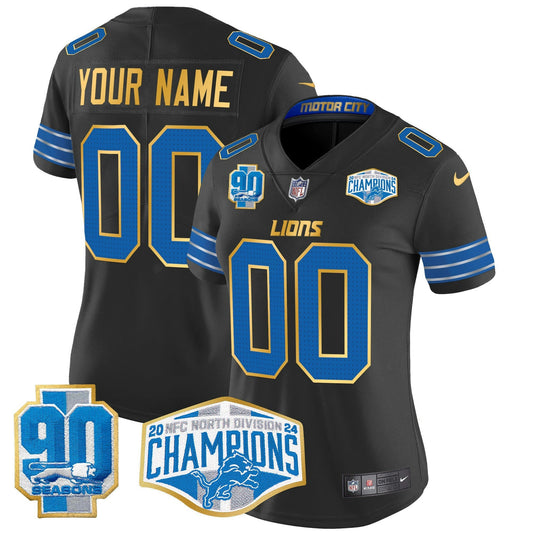 Camisa NFL Detroit 2024 NFC North Division Champions Patch Dourada Trim Vapor Limited Jersey