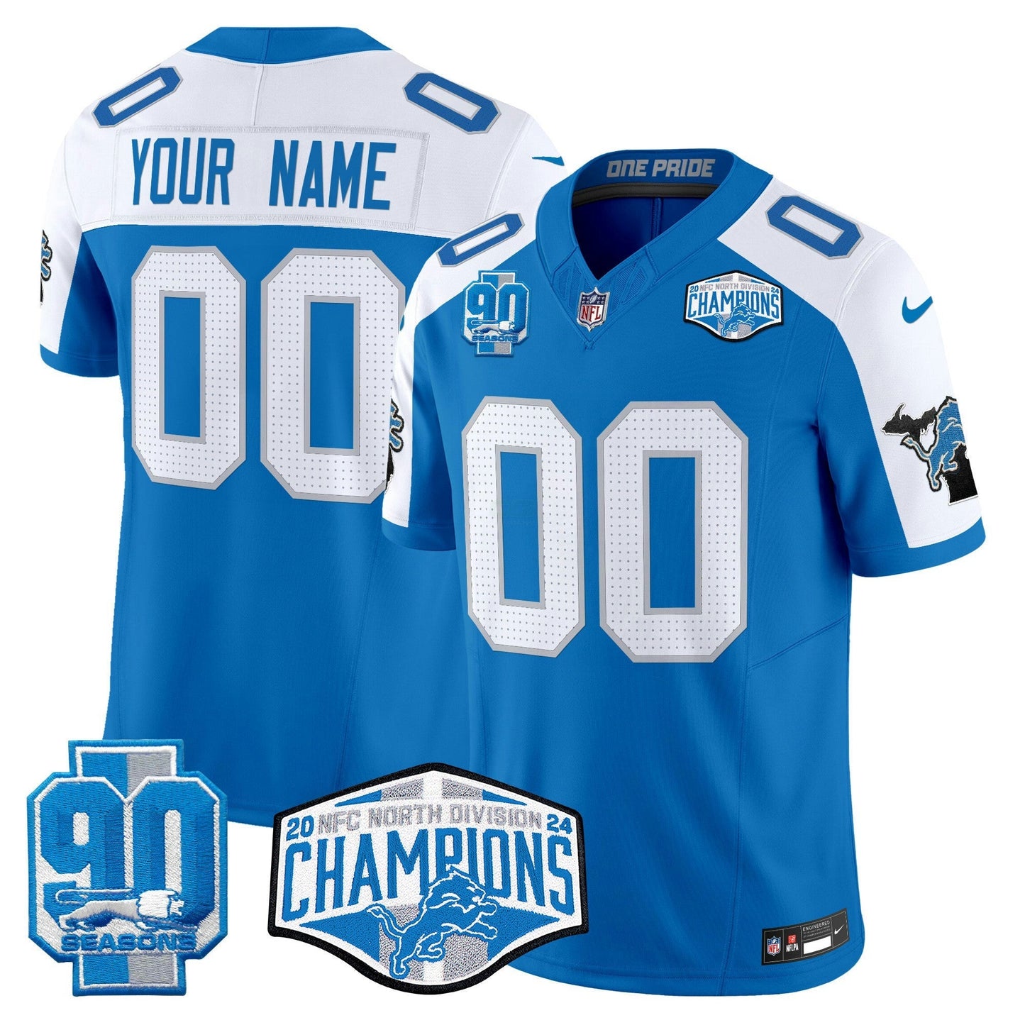 Camisa NFL Detroit 2024 NFC North Division Champions Patch Vapor Limited Jersey