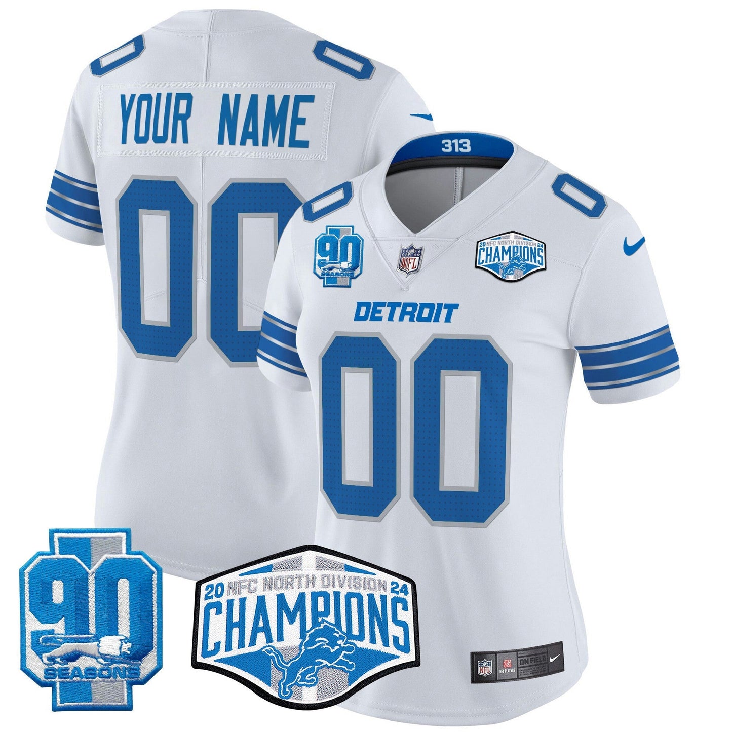 Camisa NFL Detroit 2024 NFC North Division Champions Patch Vapor Limited Jersey