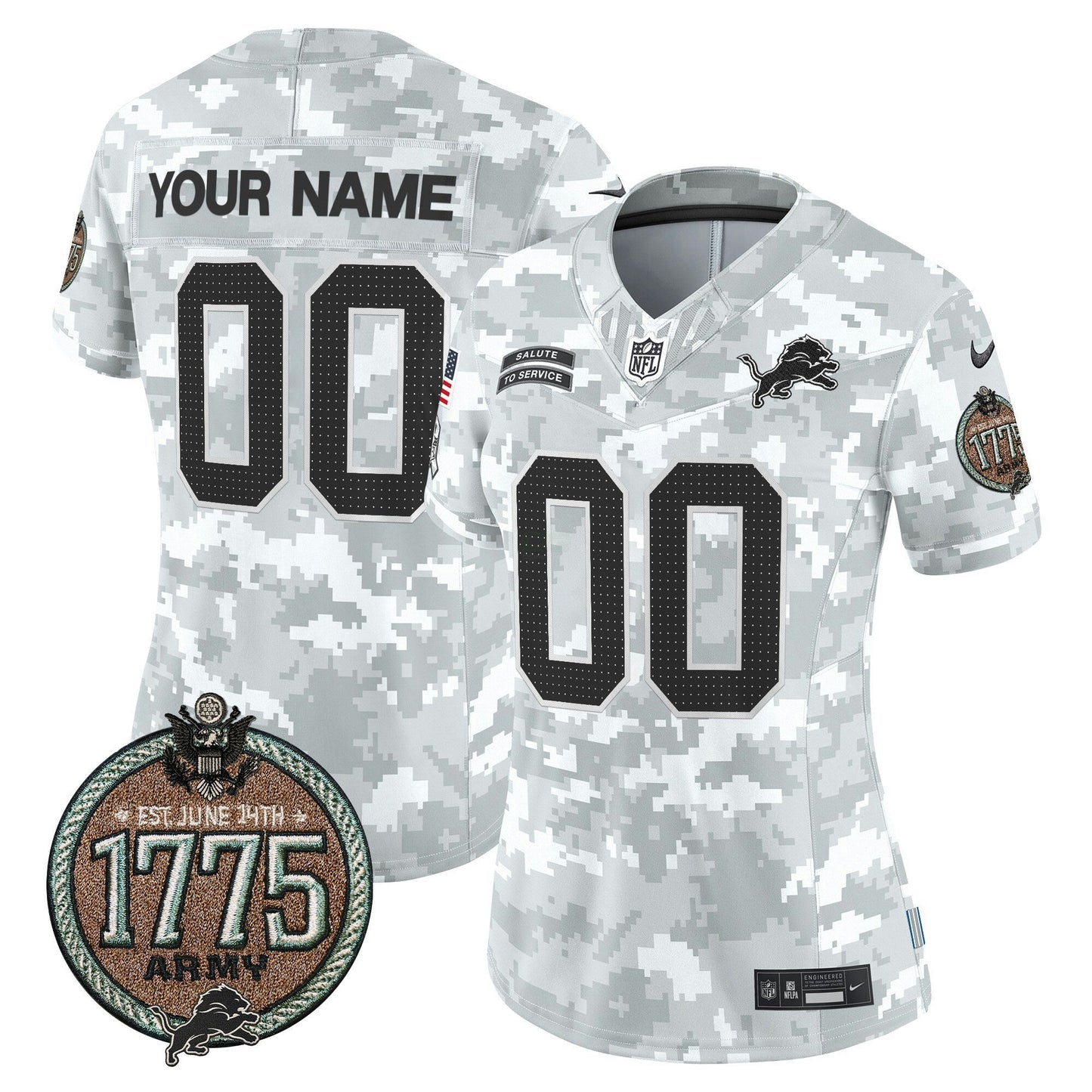 Camisa NFL Detroit 2024 Salute to Service Establishment Year Patch Vapor Limited Jersey