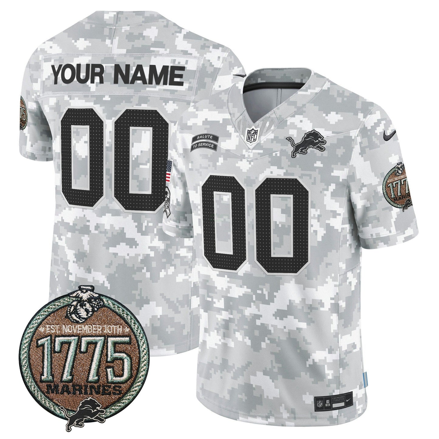 Camisa NFL Detroit 2024 Salute to Service Establishment Year Patch Vapor Limited Jersey