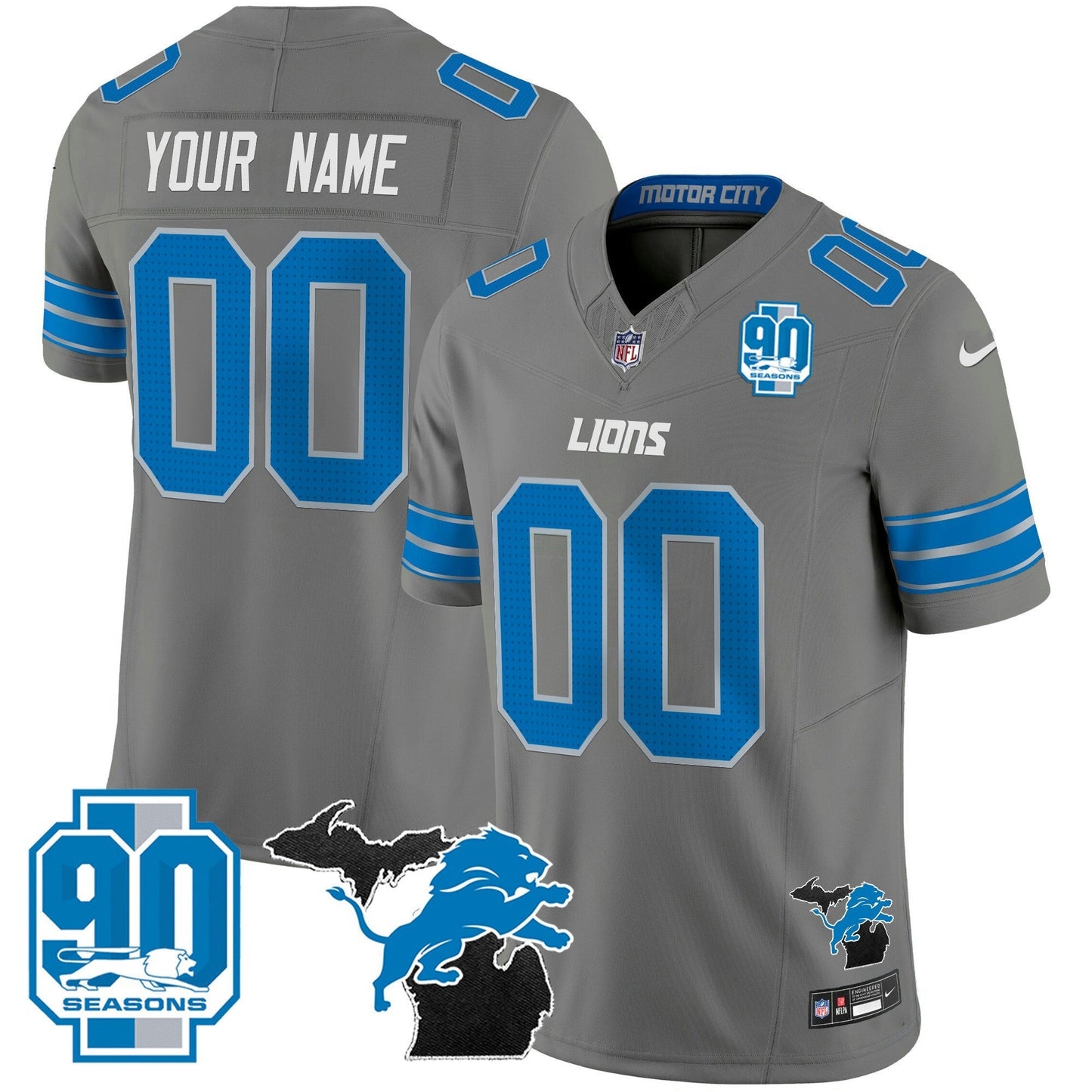 Camisa NFL Detroit 2025 Michigan & 90th Year Patch Vapor Jersey