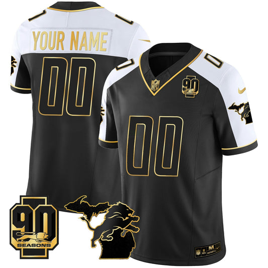 Camisa NFL Detroit 90th Year & Michigan Patch Dourada Vapor Jersey